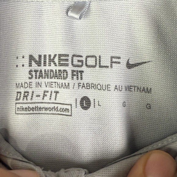 Nike Golf Polo Shirt Mobility Embossed Dri-Fit Tech Performance Gray Men's Large - Picture 6 of 9